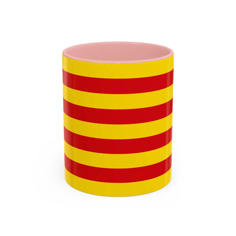 The Senyera the Flag of Catalonia Spain - Accent Coffee Mug-11oz-Pink-Go Mug Yourself