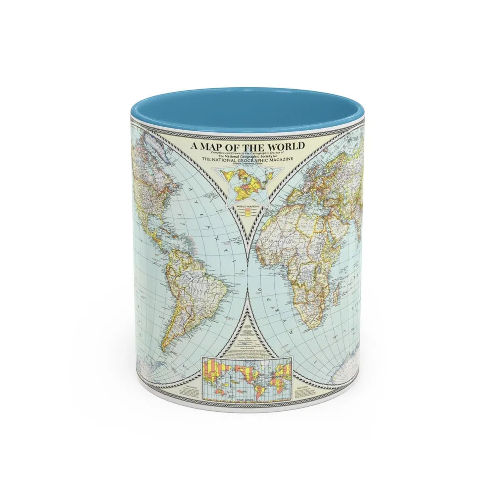 World Map (1941) (Map) Accent Coffee Mug-11oz-Light Blue-Go Mug Yourself