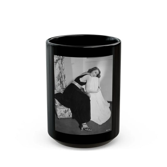 Barbara Stanwyck #185 (Vintage Female Icon) Black Coffee Mug-15oz-Go Mug Yourself