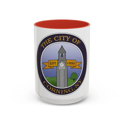 Seal of Corning NY - Accent Coffee Mug-15oz-Red-Go Mug Yourself