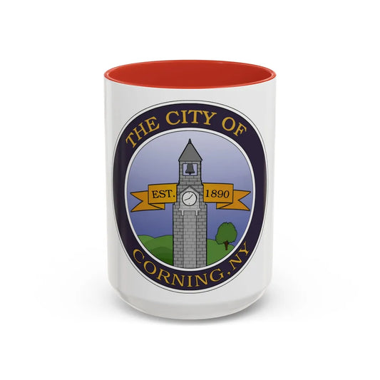 Seal of Corning NY - Accent Coffee Mug-15oz-Red-Go Mug Yourself