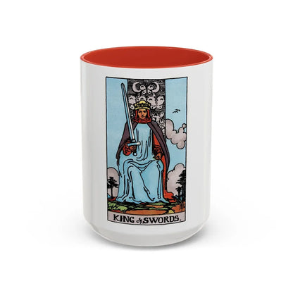 The King of Swords (Tarot Card) Accent Coffee Mug-15oz-Red-Go Mug Yourself