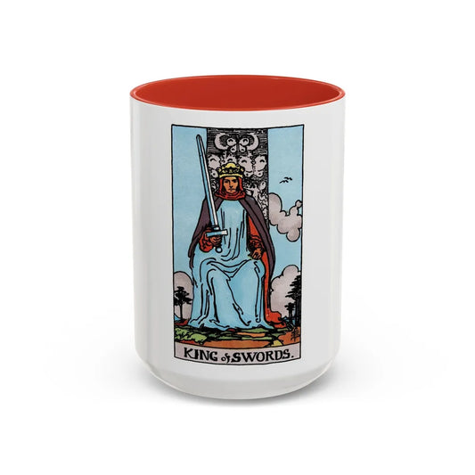 The King of Swords (Tarot Card) Accent Coffee Mug-15oz-Red-Go Mug Yourself