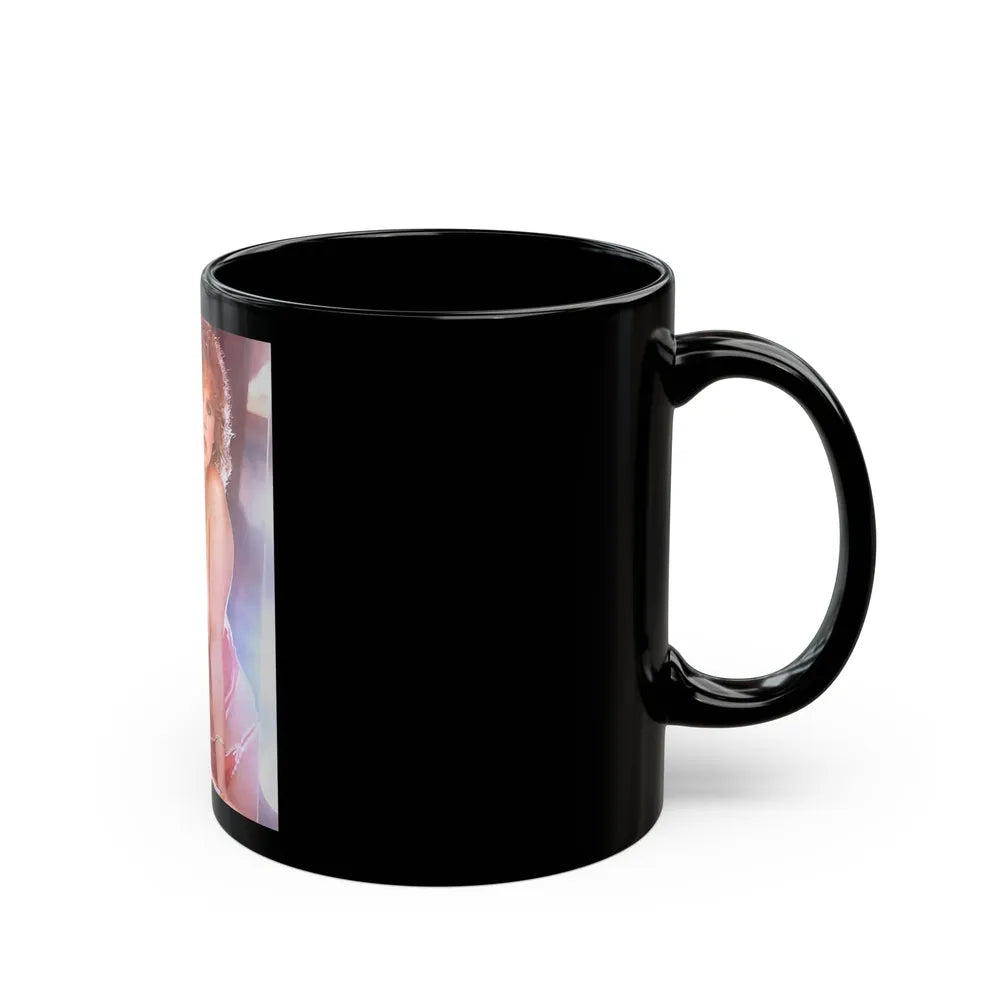 Linda Blair #138 - Partially Topless (Vintage Female Icon) Black Coffee Mug-Go Mug Yourself