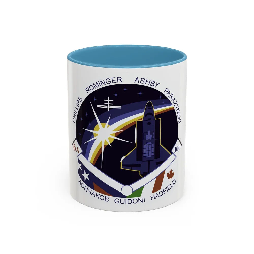 STS 100 (NASA) Accent Coffee Mug-11oz-Light Blue-Go Mug Yourself