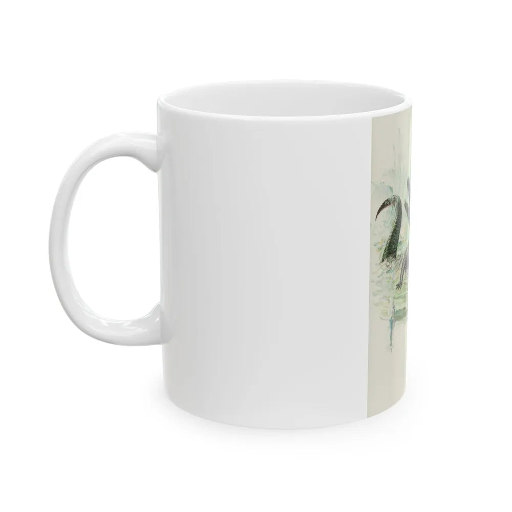 Crocodile Hunter, Roto Magazine story illustration - White Coffee Mug-Go Mug Yourself