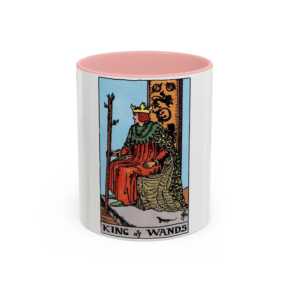 The King of Wands (Tarot Card) Accent Coffee Mug-11oz-Pink-Go Mug Yourself