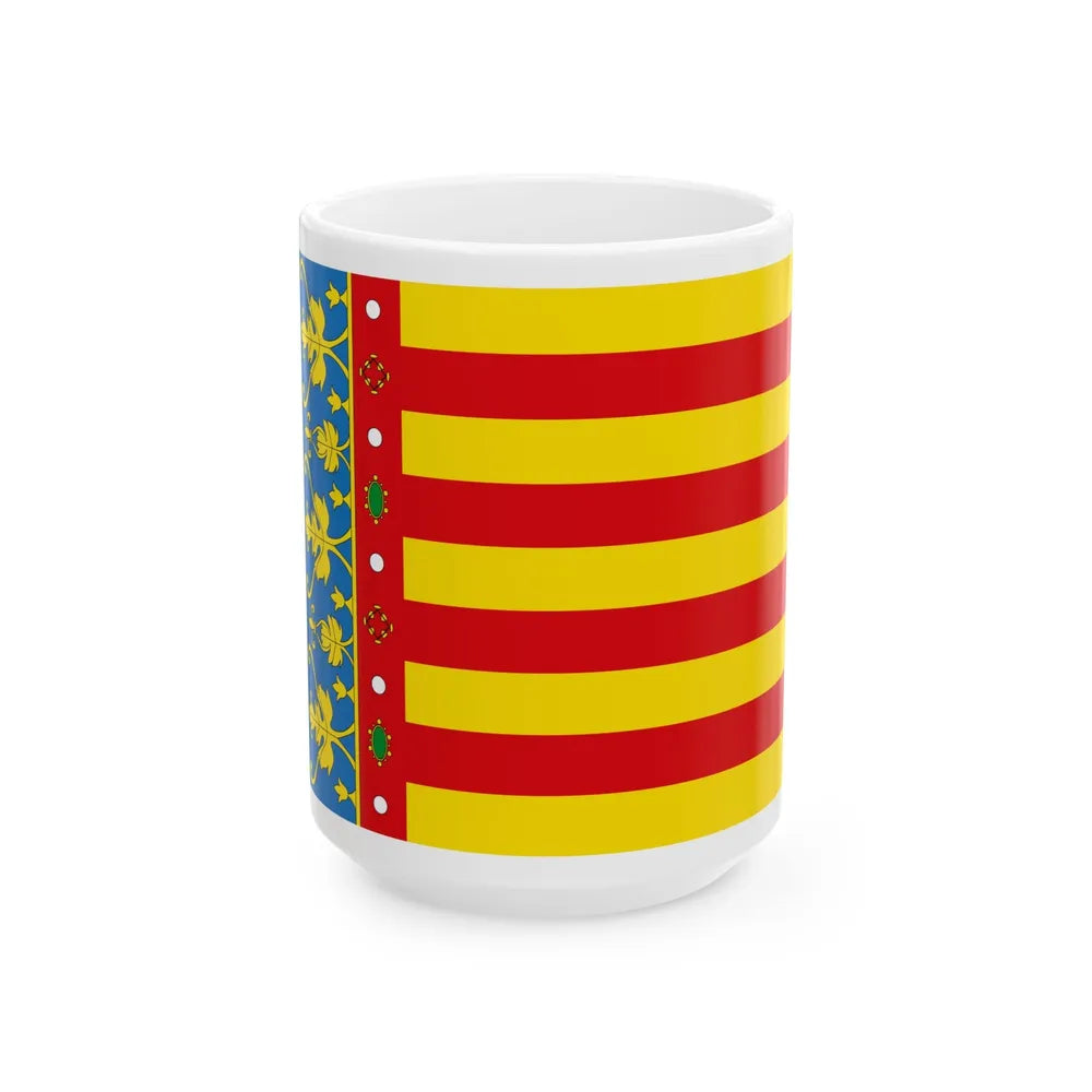 Flag of the Valencia Spain - White Coffee Mug-15oz-Go Mug Yourself