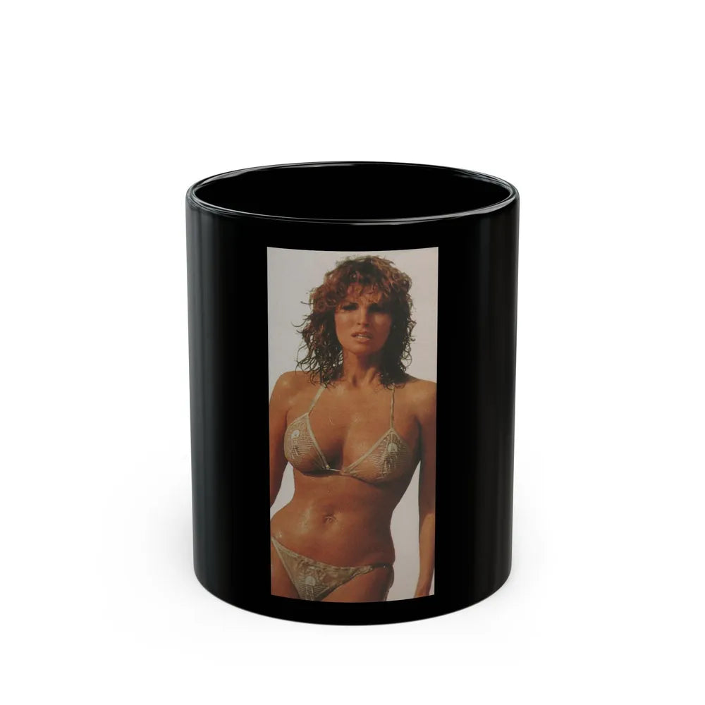 Raquel Welch #417 - Cirac 70's Small Magazine Clipping See through wet bikini top (Vintage Female Icon) Black Coffee Mug-11oz-Go Mug Yourself