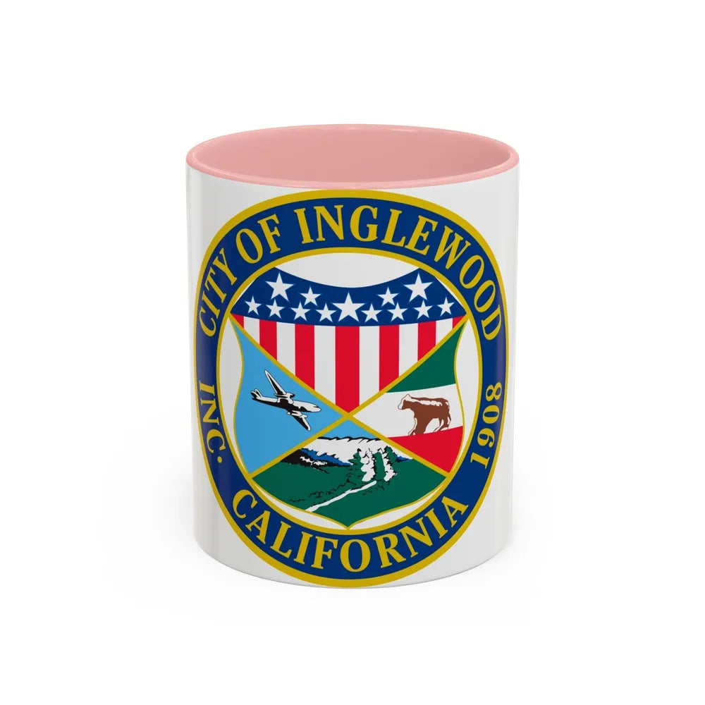 Seal of Inglewood California - Accent Coffee Mug-11oz-Pink-Go Mug Yourself