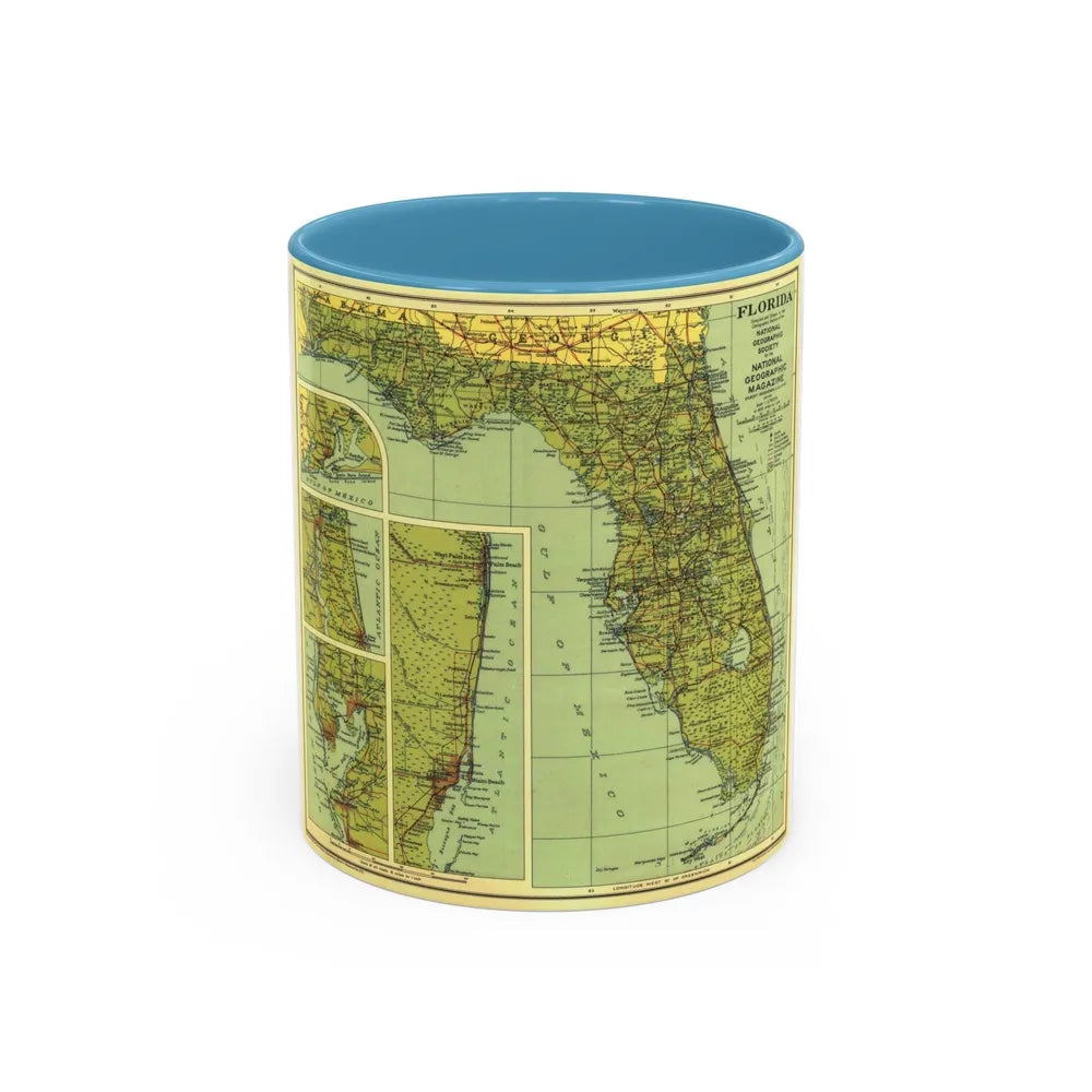 USA - Florida (1930) (Map) Accent Coffee Mug-11oz-Light Blue-Go Mug Yourself