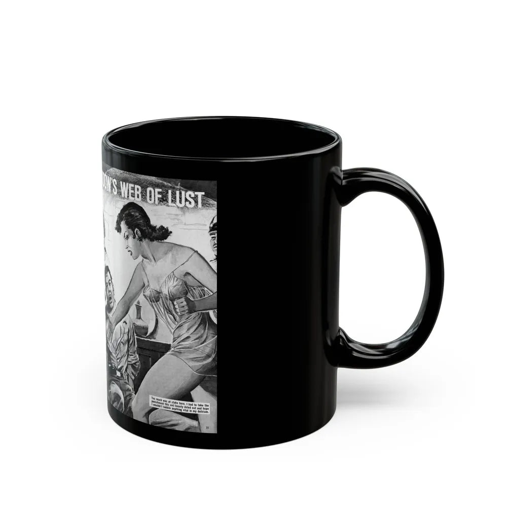 Caught In The Black Widow's Web Of Lust And Espionage, World of Men, December 1963 - Black Coffee Mug-Go Mug Yourself