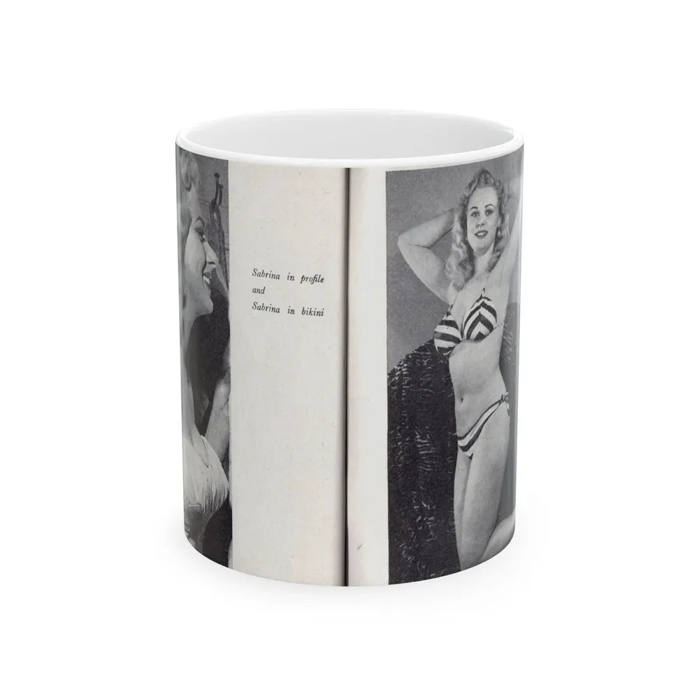 Norma Sykes #165 - 66 PHOTOGRAPHS OF Sabrina U.K. Pocket Mag. Pages 60 & 61 (Vintage Female Icon) White Coffee Mug-11oz-Go Mug Yourself