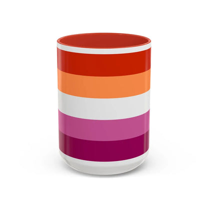 Lesbian 3 Pride Flag - Accent Coffee Mug-15oz-Red-Go Mug Yourself