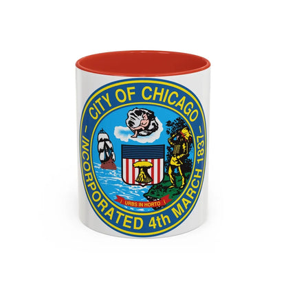 Seal of Chicago Illinois - Accent Coffee Mug-11oz-Red-Go Mug Yourself