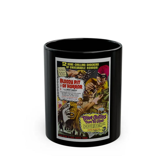 BLOODY PIT OF HORROR +TERROR CREATURES FROM THE GRAVE 1965 Movie Poster - Black Coffee Mug-11oz-Go Mug Yourself