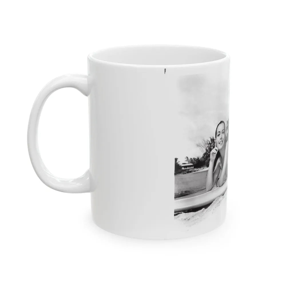 Susan Hart #18 - 8x10 B&W Cheesecake 2-Piece Swimsuit ''Ride The Wild Surf'' '64 Movie Promo Photo (Vintage Female Icon) White Coffee Mug-Go Mug Yourself