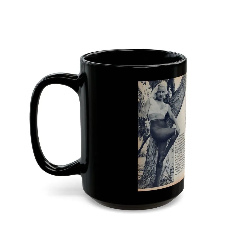 Jeanne Carmen #216 - Pages 42 & 43 Pages 5 & 6 of 6+4 B&W Photos & start of article from Man's Conquest Mag. October '60 (Vintage Female Icon) Black Coffee Mug-Go Mug Yourself