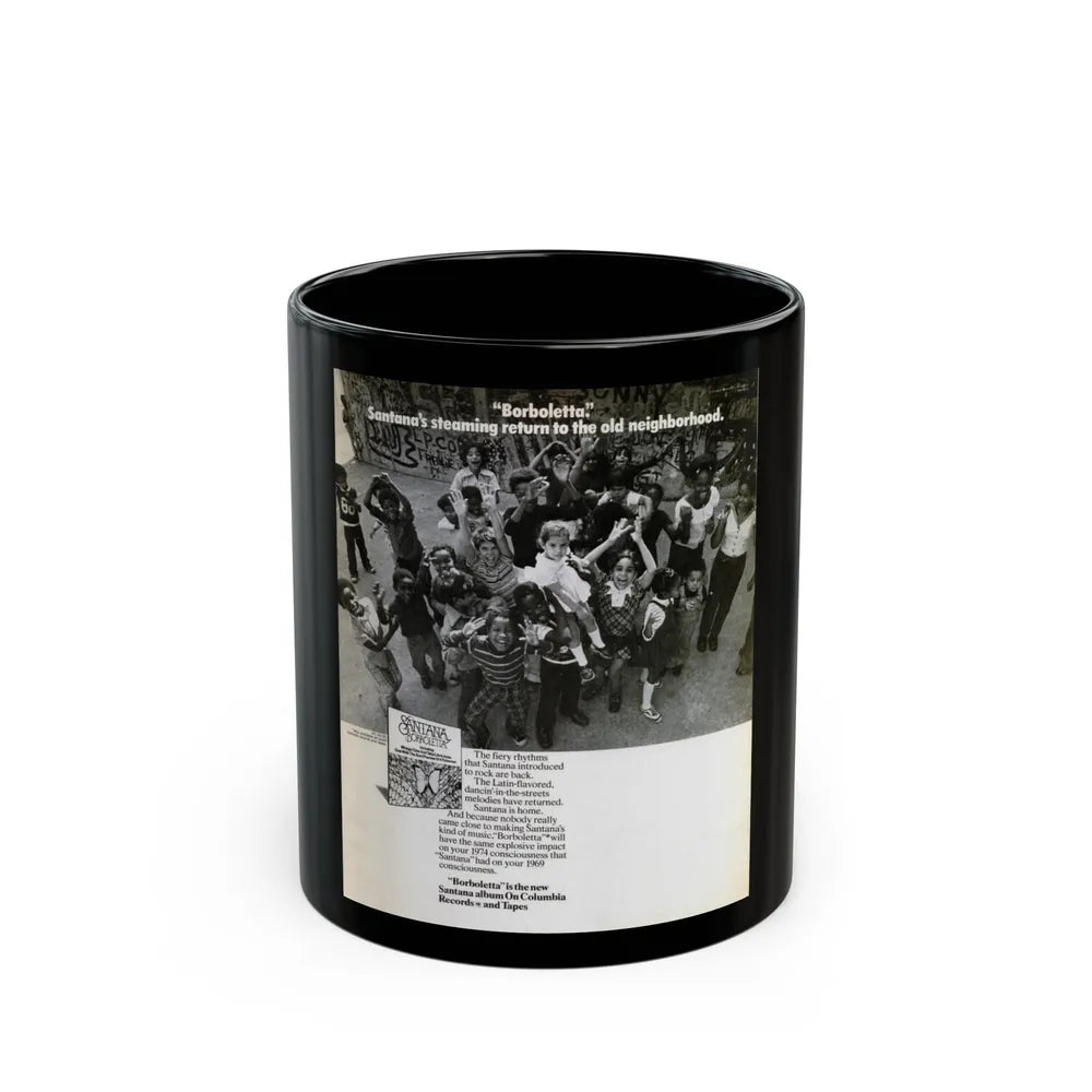 Santana 1974 II (Music Poster) Black Coffee Mug-11oz-Go Mug Yourself