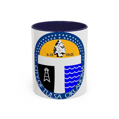 Seal of Tulsa Oklahoma - Accent Coffee Mug-11oz-Navy-Go Mug Yourself