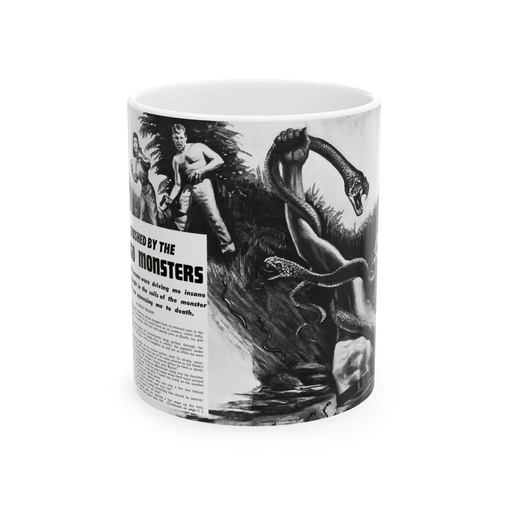 Crushed by the Congo Monster, Man's Daring, December 1960 - White Coffee Mug-11oz-Go Mug Yourself