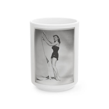 Elaine Stewart #163 - Negative Struck B&W 8x10 50's Era Full Body 1 Piece Swimsuit Cheesecake HQ Photo (Vintage Female Icon) White Coffee Mug-15oz-Go Mug Yourself