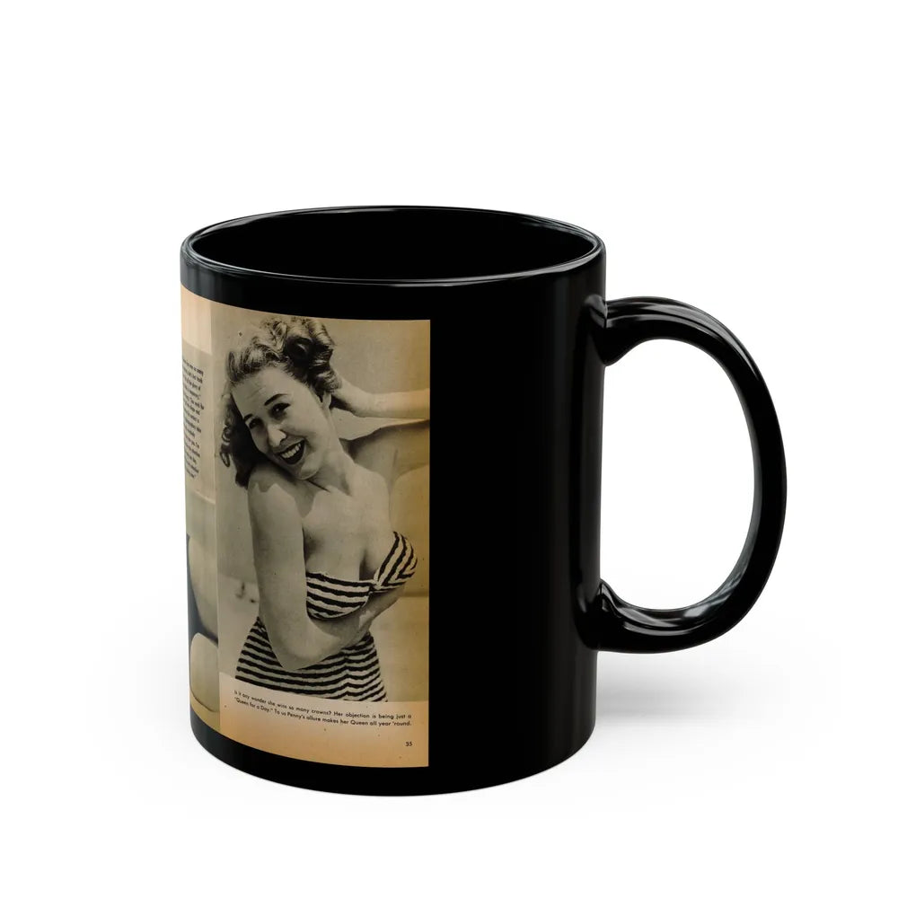 Penny Duncan #26 - [Pages 34 35] Pages 1 & 2 of 2 with, Penny+1 B&W Centerfold Photo, Caption & Paragraph from GALA Mag. Jan. '531 (Vintage Female Icon) Black Coffee Mug-Go Mug Yourself