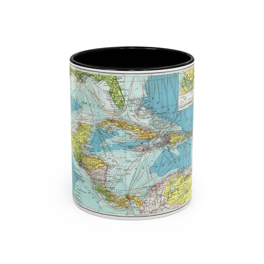 Central America (1913) (Map) Accent Coffee Mug-11oz-Black-Go Mug Yourself