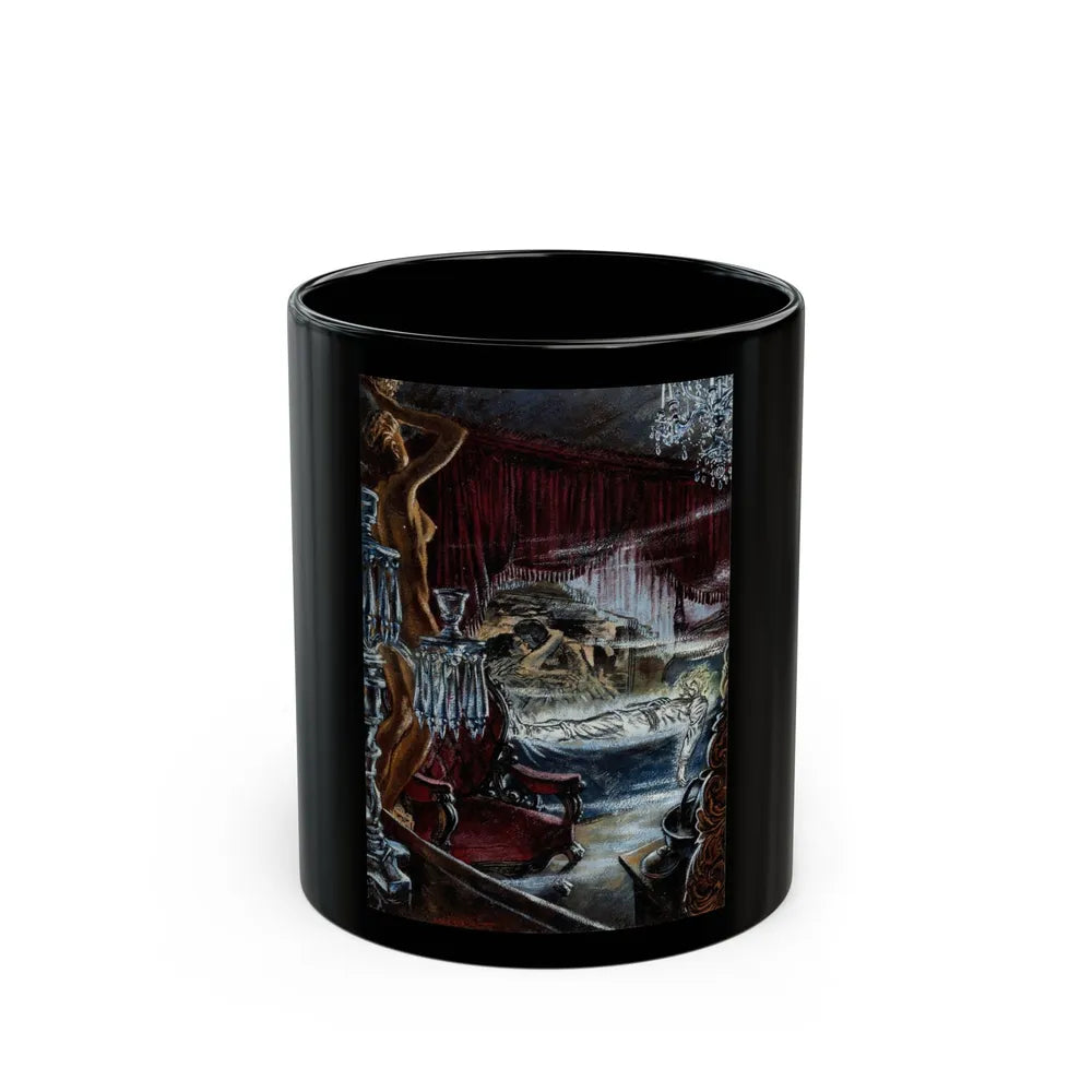 Ghost in Bedroom - Black Coffee Mug-11oz-Go Mug Yourself