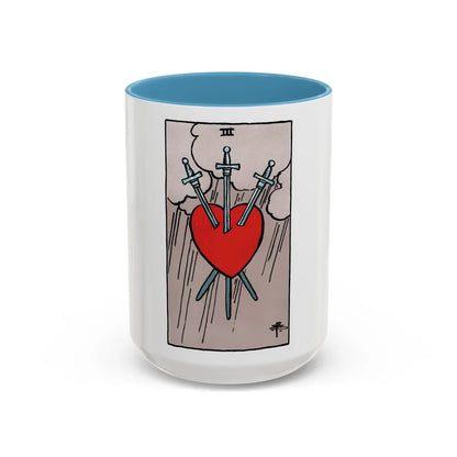 The 3 of Swords (Tarot Card) Accent Coffee Mug-15oz-Light Blue-Go Mug Yourself