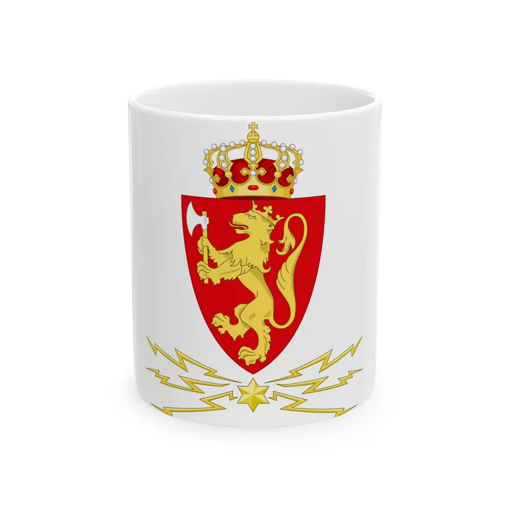 Coat of arms of the Norwegian Telegraph Administration - White Coffee Mug-11oz-Go Mug Yourself