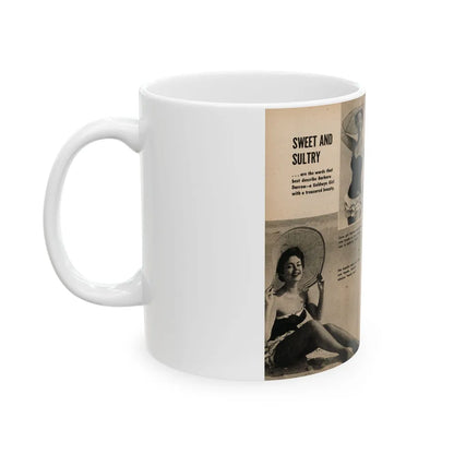 Barbara Darrow #36 - 3 B&W Photos & Captions from Picture Scope Digest Mag. Jan. '57 (Vintage Female Icon) White Coffee Mug-Go Mug Yourself