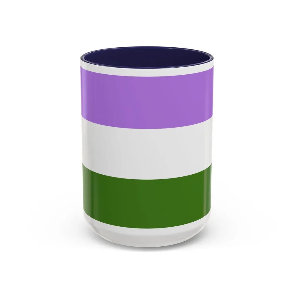 Genderqueer Pride Flag - Accent Coffee Mug-15oz-Navy-Go Mug Yourself