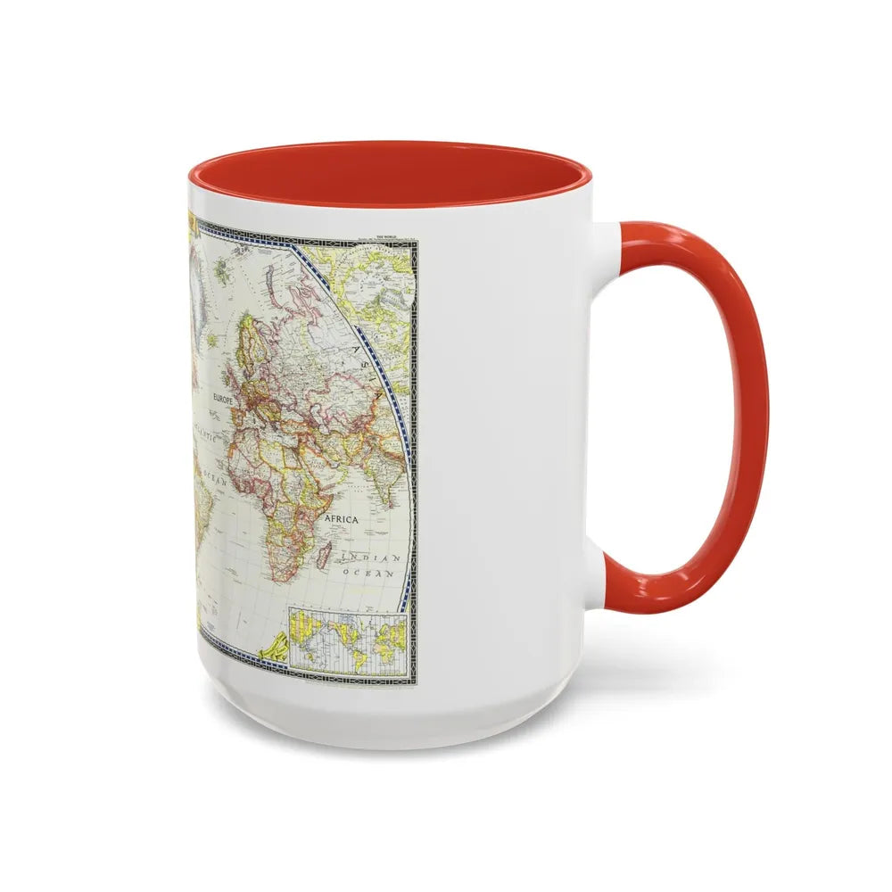 World Map (1951) (Map) Accent Coffee Mug-Go Mug Yourself