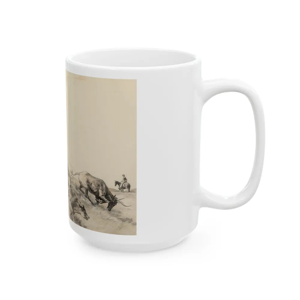 Cowboys Roping Steer - White Coffee Mug-Go Mug Yourself