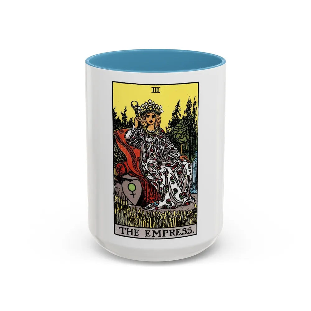 The Empress (Tarot Card) Accent Coffee Mug-15oz-Light Blue-Go Mug Yourself