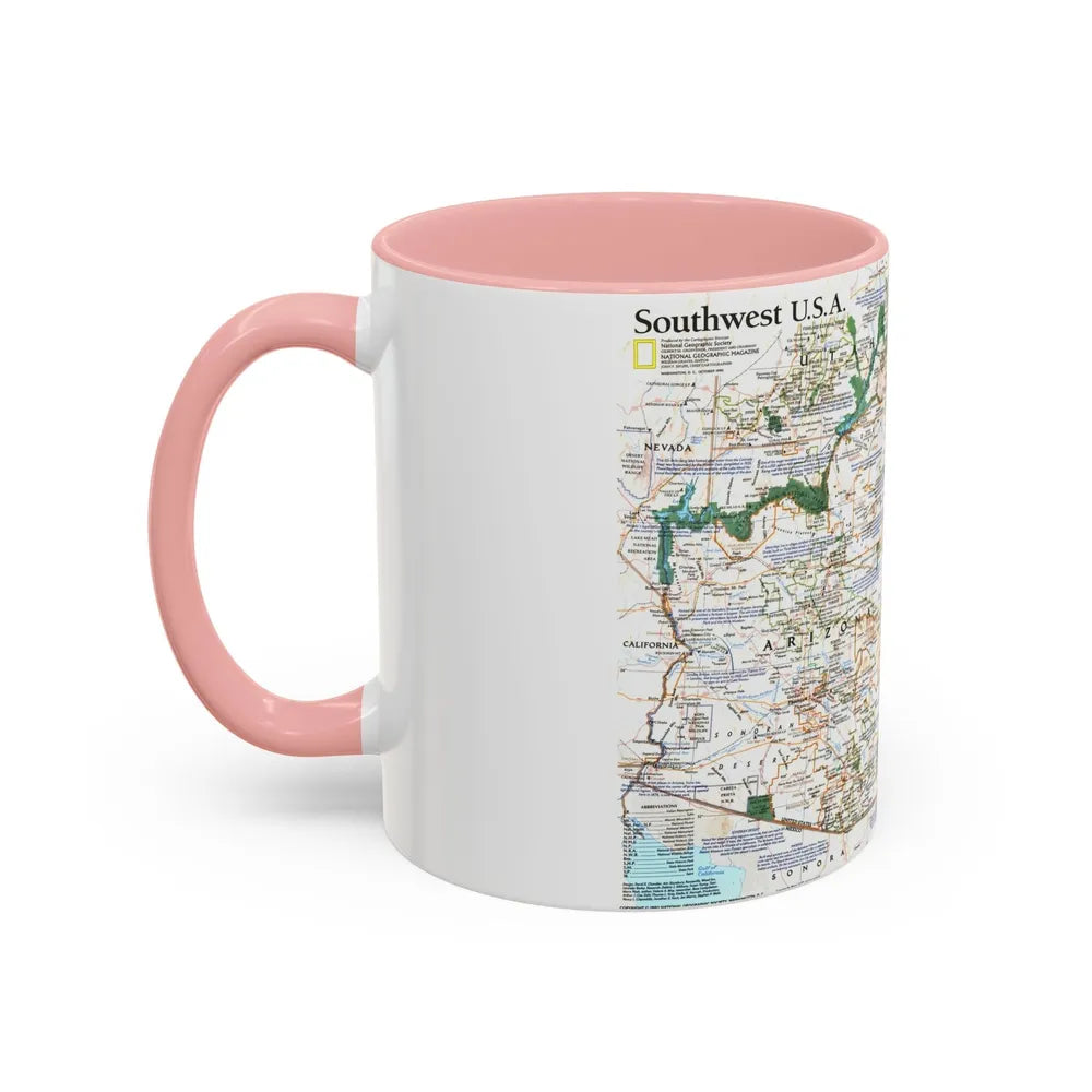 USA - Southwest (1992) (Map) Accent Coffee Mug-Go Mug Yourself