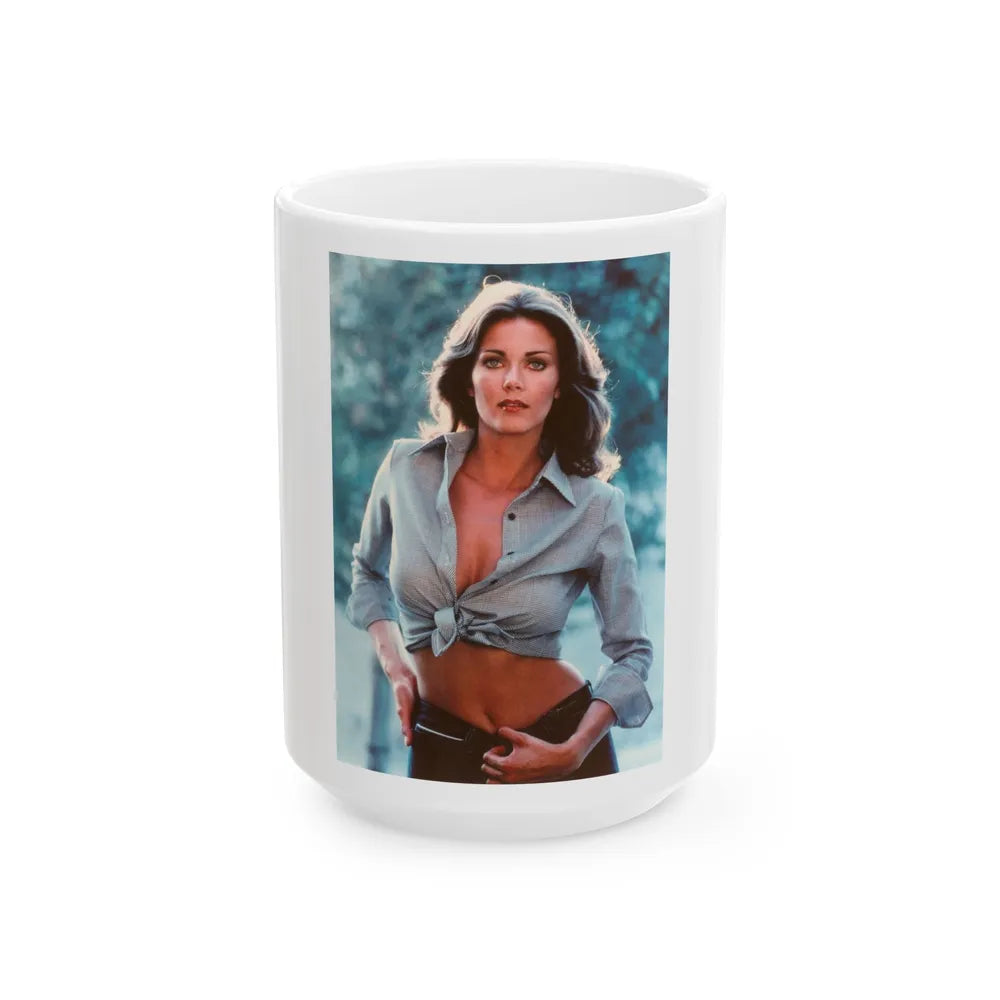 Lynda Carter #244 (Vintage Female Icon) White Coffee Mug-15oz-Go Mug Yourself