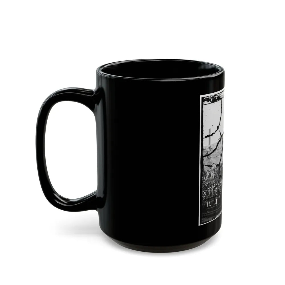 Charleston Harbor, South Carolina. Interior View Of Fort Sumter During Ceremony Of Raising Flag (U.S. Civil War) Black Coffee Mug-Go Mug Yourself