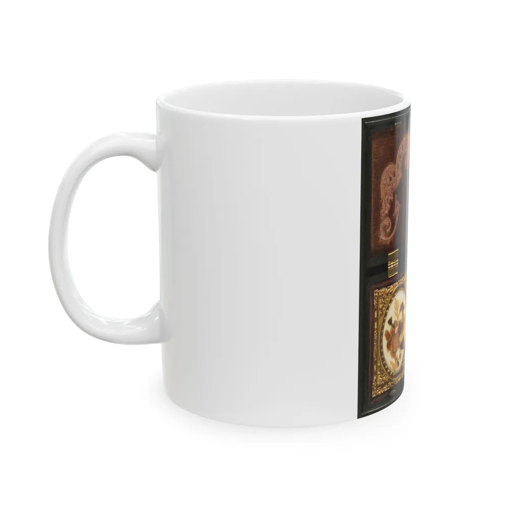 Ulysses S. Grant Of General Staff Regular Army Infantry Regiment; Dried Flowers In Frame On Left (U.S. Civil War) White Coffee Mug-Go Mug Yourself