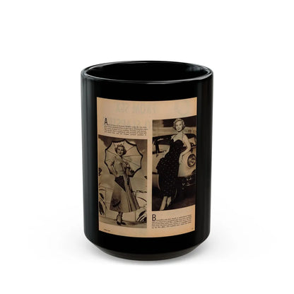 Virginia Mayo #232 - 1 Page, 2 Medium B&W Photos & 2 Short Articles (Vintage Female Icon) Black Coffee Mug-15oz-Go Mug Yourself