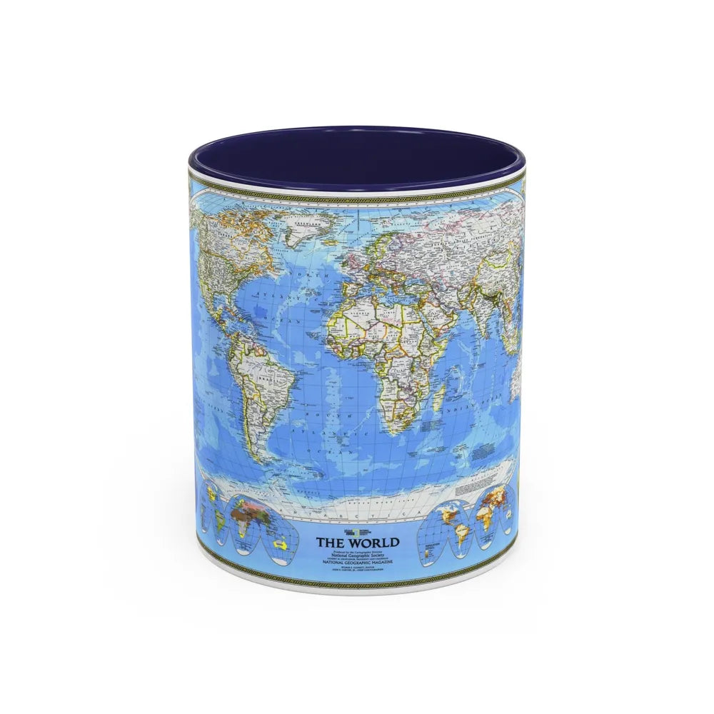 World Map (1988) (Map) Accent Coffee Mug-11oz-Navy-Go Mug Yourself