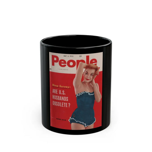 Leslie Parrish #152 - People Pocket Mag. 5-4-55 - Early Leslie son Cover in Color (Vintage Female Icon) Black Coffee Mug-11oz-Go Mug Yourself