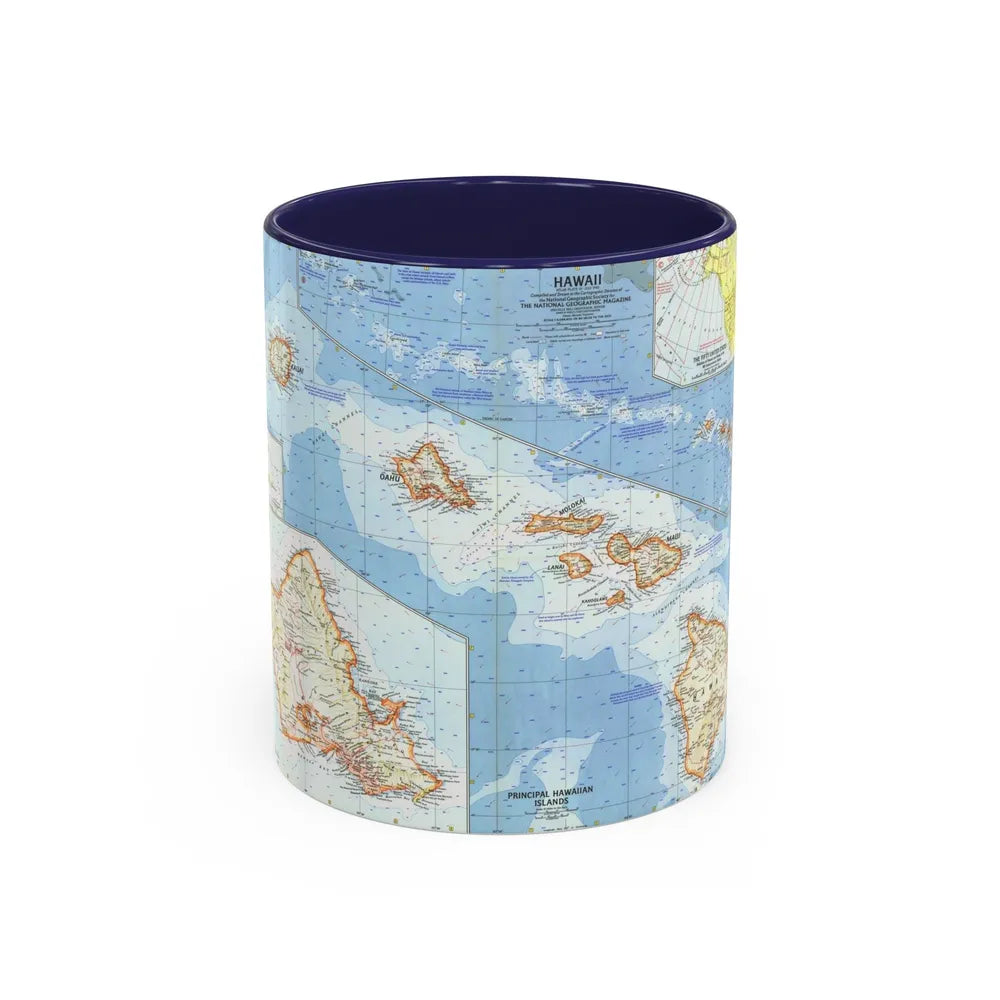 USA - Hawaii (1960) (Map) Accent Coffee Mug-11oz-Navy-Go Mug Yourself