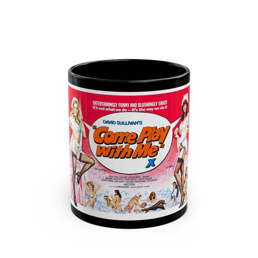 COME PLAY WITH ME 1977 Movie Poster - Black Coffee Mug-11oz-Go Mug Yourself