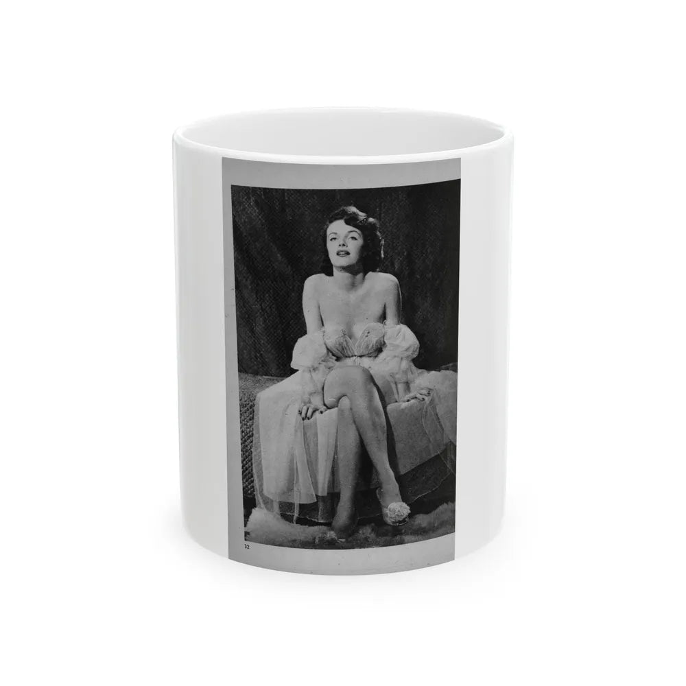 Helene Hayden #07 - 1 Pages, 3 B&W Photos, Short Article & Caption from EYE Digest Mag. Nov. '53 (Vintage Female Icon) White Coffee Mug-11oz-Go Mug Yourself