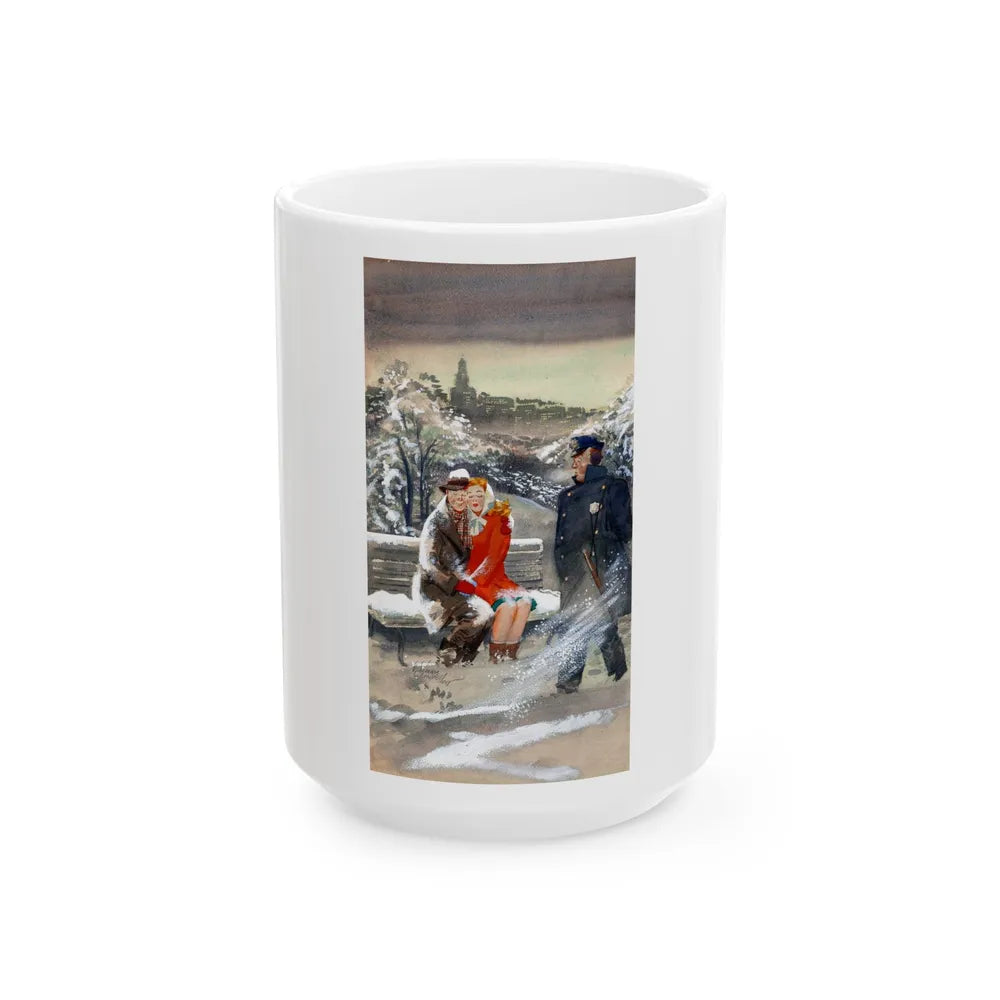 Cuddling in the Cold, Esquire magazine cover, February 1947 - White Coffee Mug-15oz-Go Mug Yourself