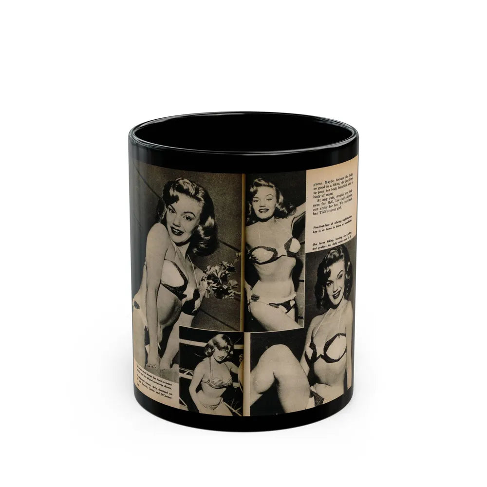 Lee Wilson #12 - Pages 3 & 4 of 5 Featuring, Lee+4 B&W Photos & Captions from TAB Digest Mag. October '54 (Vintage Female Icon) Black Coffee Mug-11oz-Go Mug Yourself