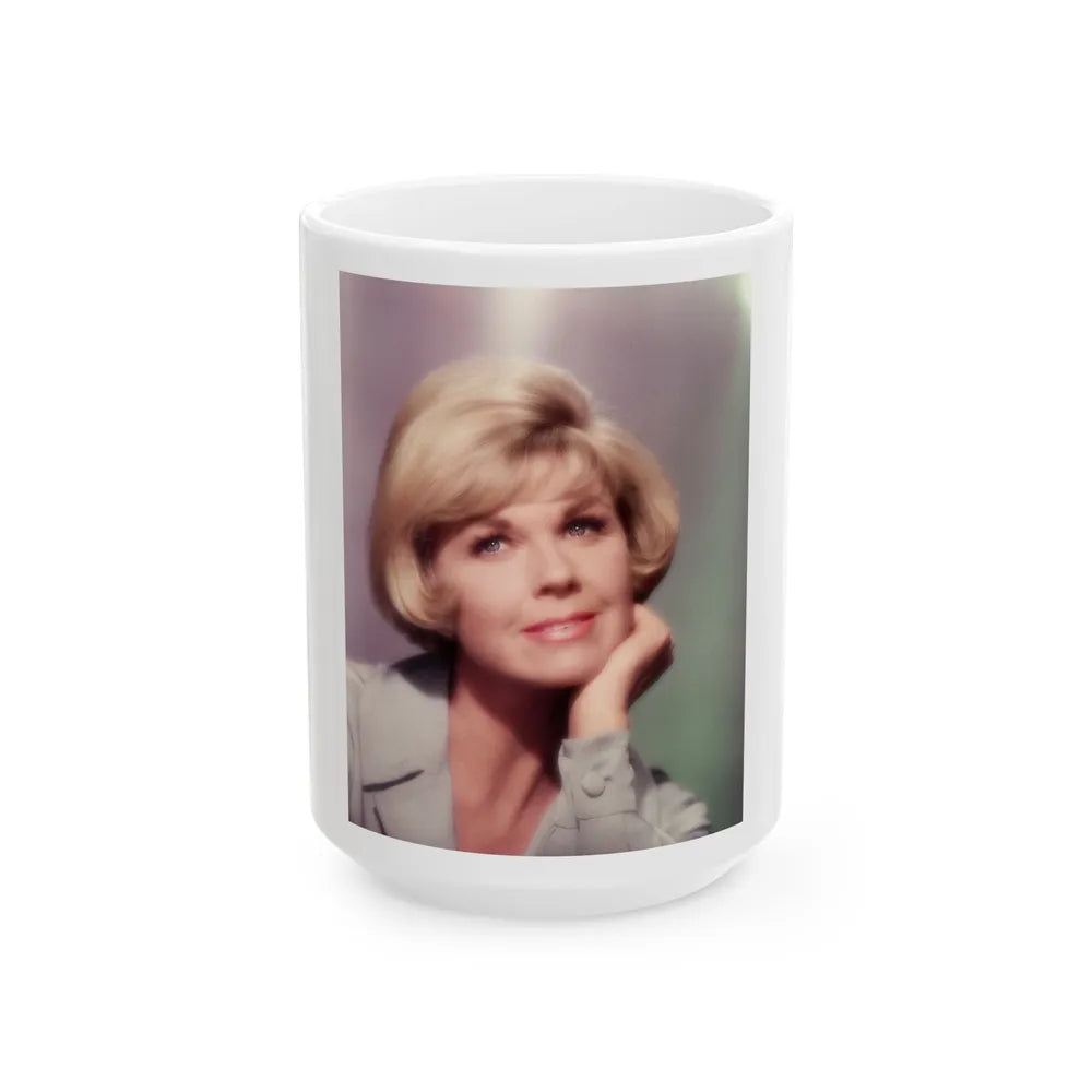 Doris Day #96 (Vintage Female Icon) White Coffee Mug-15oz-Go Mug Yourself