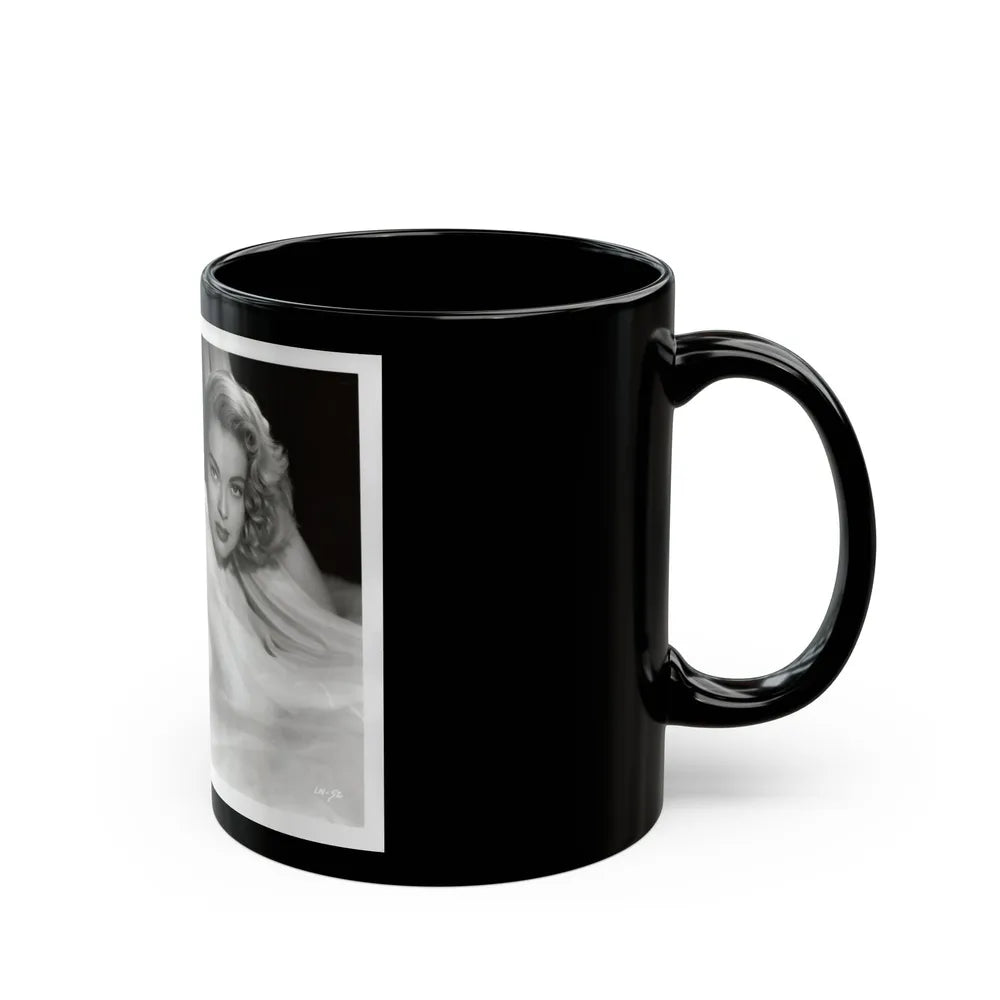 Lori Nelson #230 - Negative Struck 80's or 90's Re-Print 8x10 1950's B&W of Upper Body Glamour Photo (Vintage Female Icon) Black Coffee Mug-Go Mug Yourself